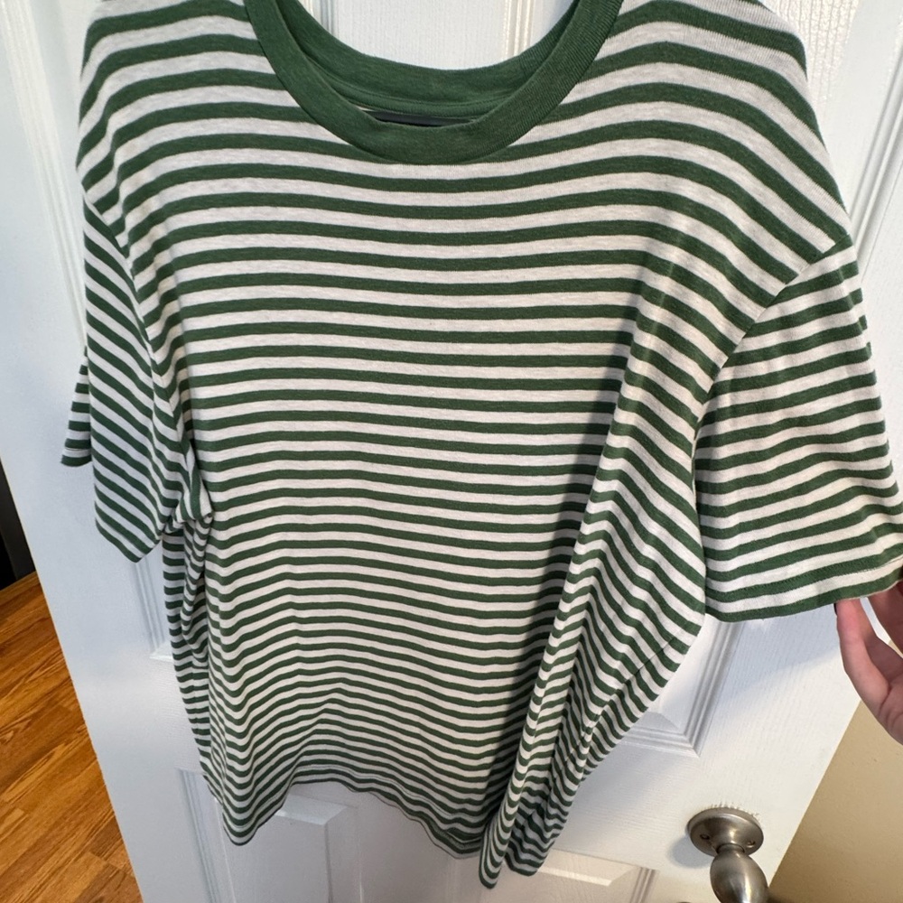 GAP Green and White Striped Tee